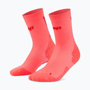 Дамски чорапи CEP Ultralight Mid Cut 4.0 neon coral/red