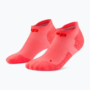 Мъжки компресионни чорапи CEP Ultralight No Show 4.0 neon coral/red