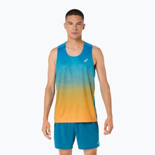 Мъжка тениска за бягане ASICS Road Fade Singlet aegean blue/yamabuki
