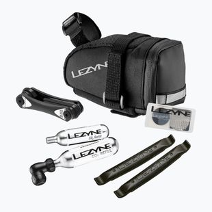 Чанта за велосипед под седалката + комплект за ремонт Lezyne M-Caddy - Co2 Kit 0,5 l black/black