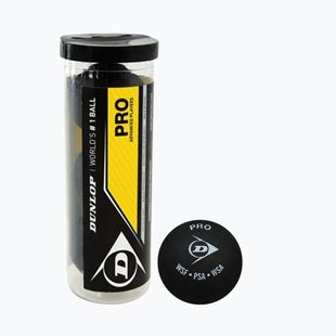 Топки за скуош Dunlop Pro 2 yellow dots 3 бр. black