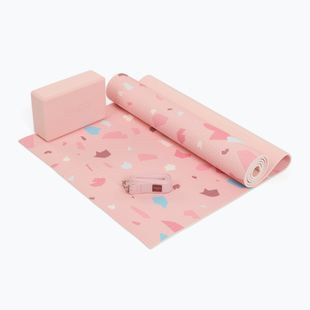 Комплект за йога Myga Terrazzo Yoga Set mat + block + strap purple