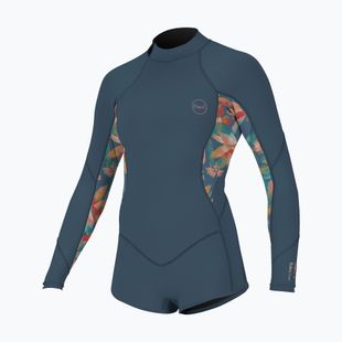Детски неопренов костюм за плуване O'Neill Girls Bahia 2/1 Back Zip LS Spring copen blue/painted tropics/copen blue