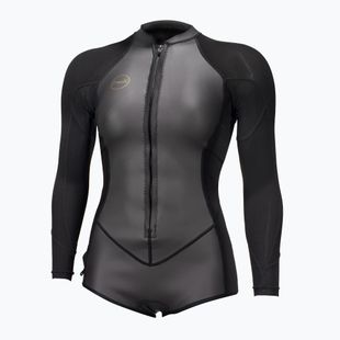 Дамски неопренов костюм за плуване O'Neill Bahia 2/1 mm Front Zip Short Spring glide black/black