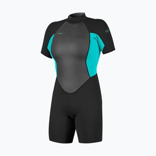 Дамски неопренов костюм за плуване O'Neill Reactor-2 2mm Back Zip SS Spring IS7 black/light aqua