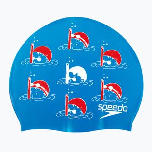 Детска шапка за плуване Speedo Slogan Print blue