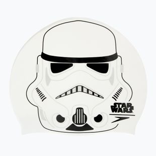 Детска шапка за плуване Speedo Slogan Print бяла/сива