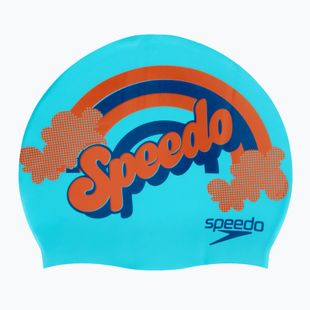 Speedo Детска шапка за плуване с надпис Speedo Slogan Print синя/насинена