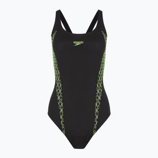 Дамски цял бански костюм Speedo Panel Muscleback black/green