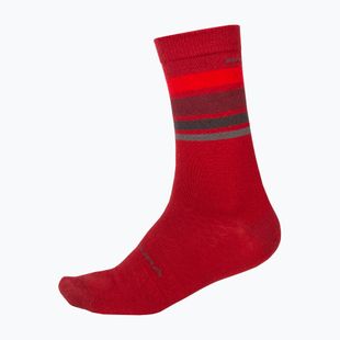 Чорапи за колоездене Endura BaaBaa Merino Stripe red