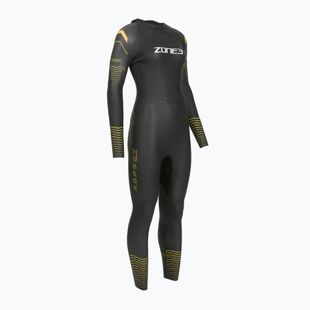 Дамски неопренов костюм за триатлон Zone3 Thermal Aspect Breaststroke 2,5 mm black/orange/yellow