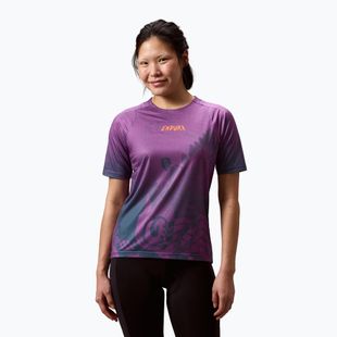 Дамска тениска за колоездене Endura Singletrack Print W end purple