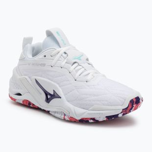 Обувки за хандбал Mizuno Wav Stealth Neo 2 white/violet indigo/camellia rose