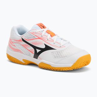 Детски обувки за тенис Mizuno Break Shot 5 Jr CC white/calypso coral/citrus