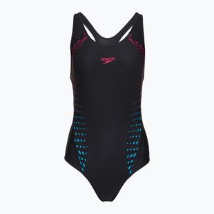 Дамски цял бански костюм Speedo Allover Panel Laneback black/purple