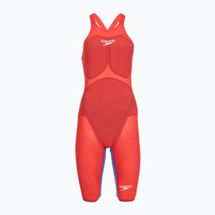 Дамски цял бански костюм Speedo Fastskin LZR Pure Valor 2.0 Openback Kneeskin flame red/cobalt pop