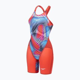 Дамски цял бански костюм Speedo Fastskin LZR Pure Valor 2.0 Openback Kneeskin flame red/picton blue
