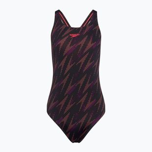 Бански костюм от една част Speedo HyperBoom Allover Medalist black/plum dandy/siren red