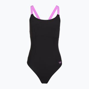 Дамски цял бански костюм Speedo Shaping Crossback neon violet