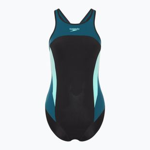 Speedo дамски бански костюм от една част High Neck Splice Cross Back dark teal
