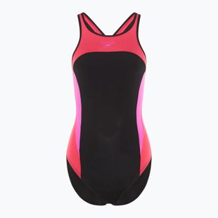 Speedo дамски бански костюм от една част High Neck Splice Cross Back малинов пълнеж