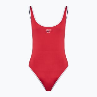 Speedo дамски бански от една част Solid Bound Scoop висок риск червен