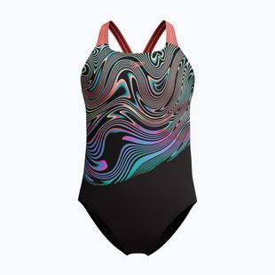 Детски цял бански костюм Speedo Digital Placement Powerback neon coral