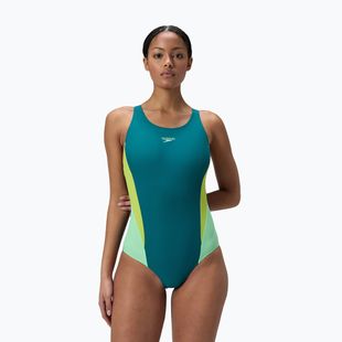Дамски цял бански костюм Speedo Colourblock 2.0 deep emerald