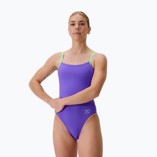 Дамски цял бански костюм Speedo FL Solid Flyback 2.0 indigo glow/alfalfa green