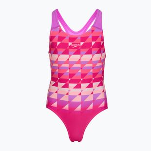 Детски цял бански костюм Speedo Digital Placement Splashback pink/glassy pink