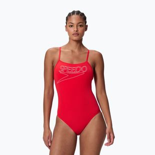 Дамски цял бански костюм Speedo Endurance+ Logo Thin Strap high risk red