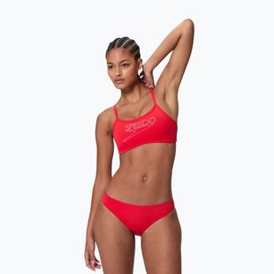 Дамски бански костюм от две части Speedo Endurance+ Logo Thin Strap high risk red