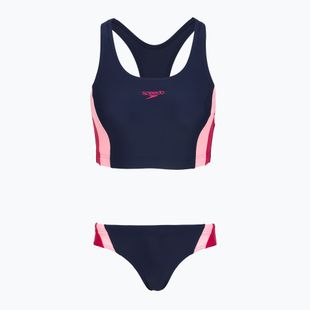Дамски цял костюм за плуване Speedo Colourblock Splice 2.0 peacoat/pink