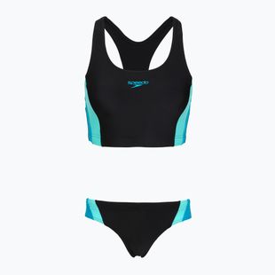 Дамски цял костюм за плуване Speedo Colourblock Splice 2.0 anthracite/mayanblue