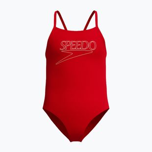Детски цял бански Speedo Endurance+ Logo Thinstrap high risk red