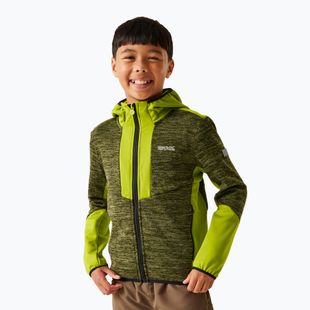 Детска поларена блуза с качулка REGATTA Dissolver X нефритено зелено/зелено/черно