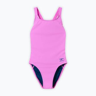 Дамски цял костюм за плуване Speedo Solid Leaderback orchid shine