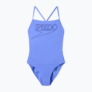 Дамски цял бански костюм Speedo Endurance+ с лого и тънки презрамки, цвят лунна лавандула