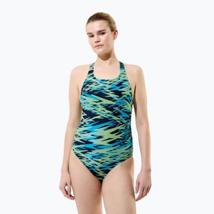 Дамски цял костюм за плуване Speedo Hyperboom Print Medalist hyper teal