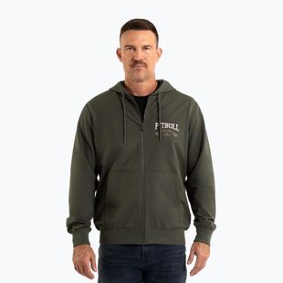 Мъжки суитшърт с качулка и цип Pitbull Troublemaker old green