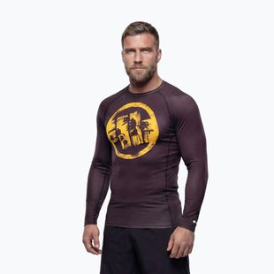 Мъжка блуза с дълъг ръкав за водни спортове Pitbull Rashguard Logo Palms brown