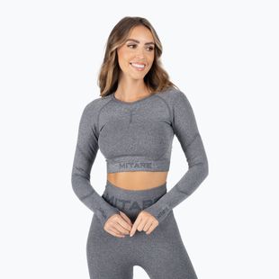Дамски тренировъчен топ с дълъг ръкав MITARE Push Up Max Crop Top тъмно сив K084