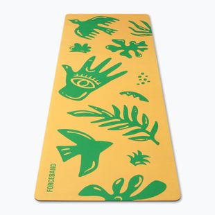 Килимче за йога/фитнес FORCEBAND Energy Yellow 4 мм зелено/жълто