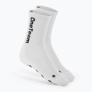Детски футболни чорапи OneTeam Precision Grip non-slip 2-pack white