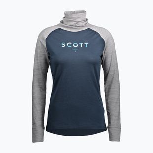 Дамска термо блуза с дълъг ръкав SCOTT Defend Merino High Neck light grey melange/dark blue
