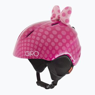 Детска скиорска каска Giro Launch Plus pink bow polka dots