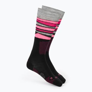 Дамски скиорски чорапи Mico Light Weight Superthermo Natural Merino Ski nero/fucsia fluorescente