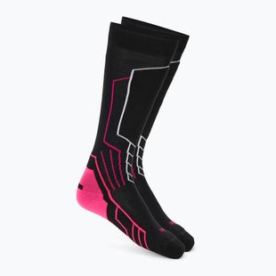 Дамски скиорски чорапи Mico Medium Weight Warm Control Ski nero/fucsia fluorescente