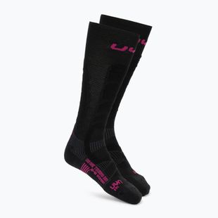 Дамски скиорски чорапи UYN Ski Touring One Bio black/pink yarrow