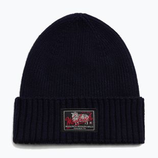 Мъжка зимна шапка Woolrich Legacy Patch Beanie melton blue